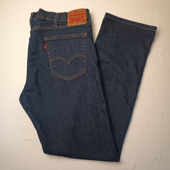 Mens Levi's 513 Slim Straight Flex Jeans Size 38x34 Dark Wash - Picture 1 of 9